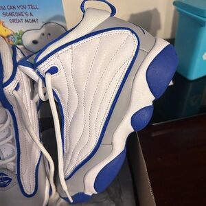 Jordan White and Blue Athletic Sneakers